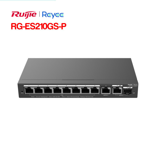 Switch PoE Smart Cloud Ruijie RG-ES210GS-P (10 cổng Gigabit)