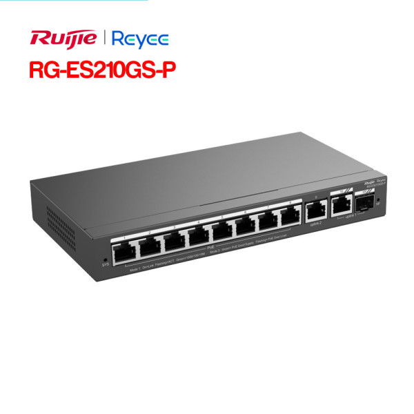 Switch PoE Smart Cloud Ruijie RG-ES210GS-P (10 cổng Gigabit)